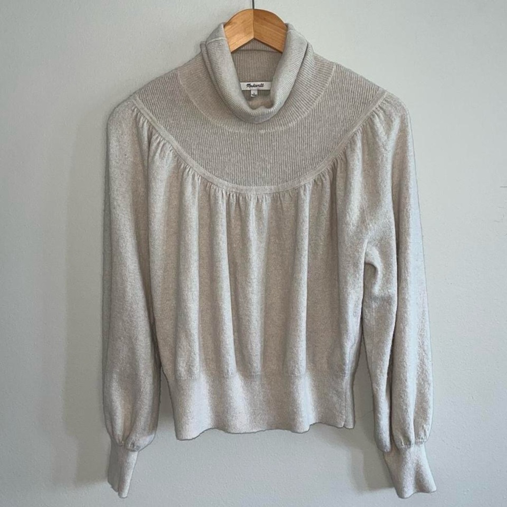 Madewell Shirred Balloon-Sleeve Turtleneck Sweater